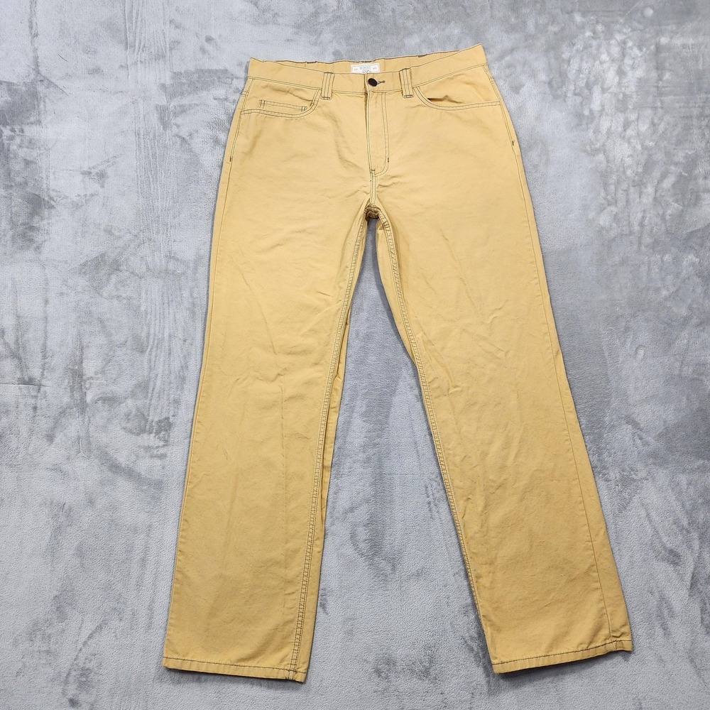 Redwood Creek Pants Mens 36 Beige Canvas Khakis 5-Pocket Straight Leg Casual